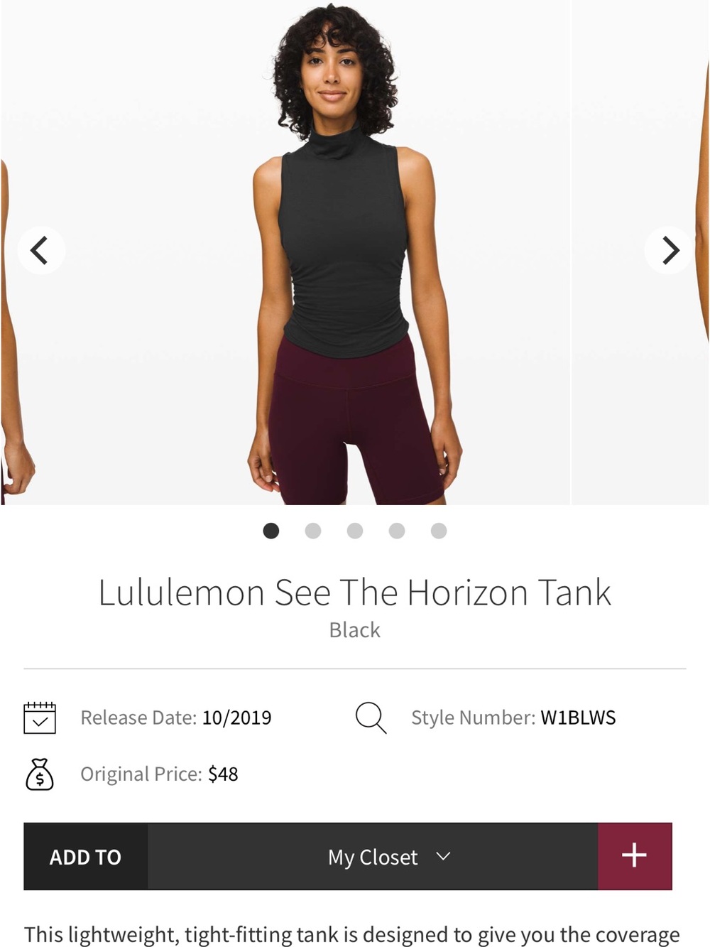 2 BLACK LULULEMON CROPS athletica See The Horizon Tank - Black